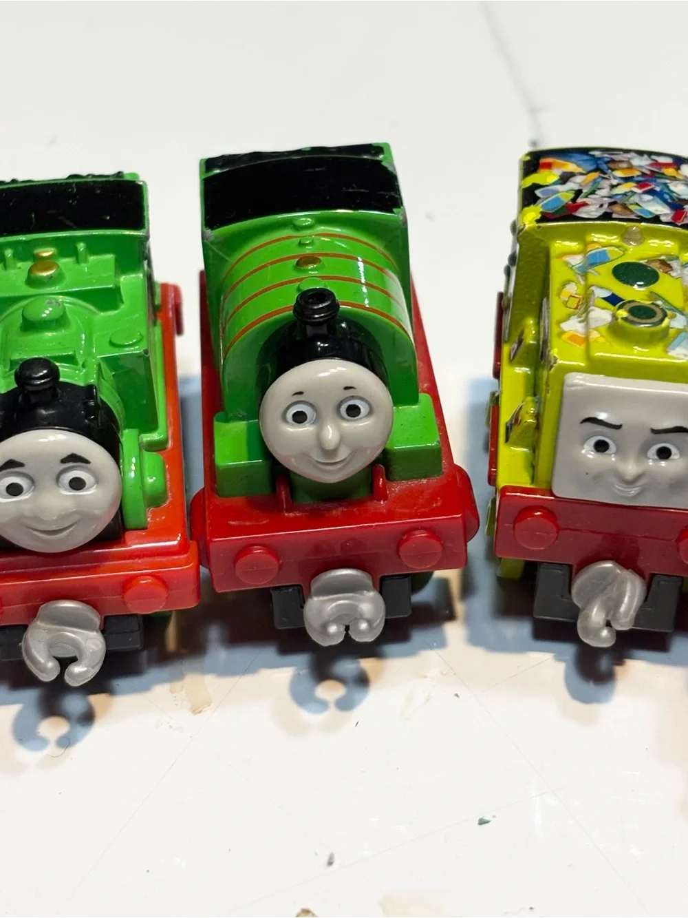 collection of die-cast train engines from the Thomas & Friends Take-n-Play